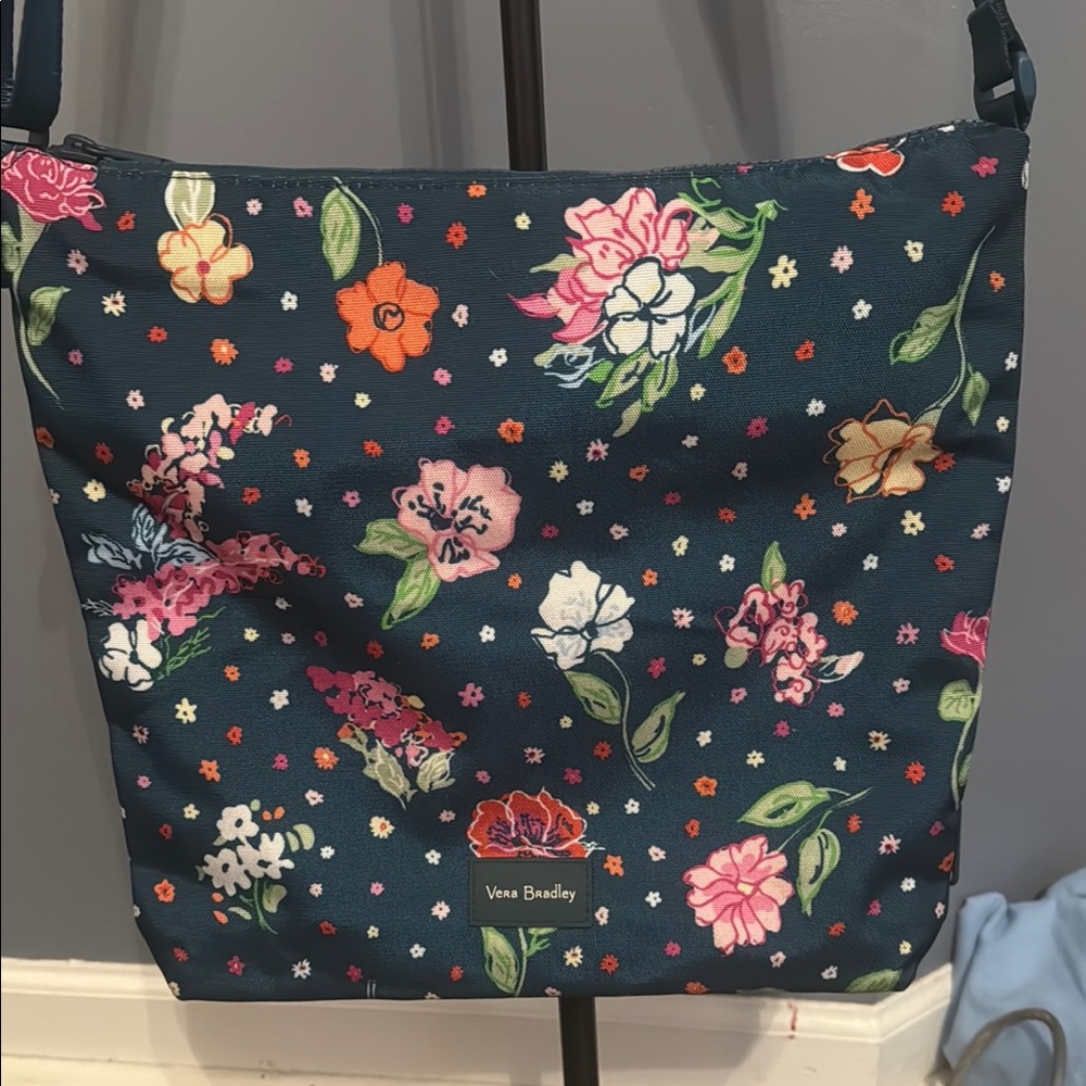 NWOT Vera Bradley Blue & Pink Floral Adjustable Shoulder Bag